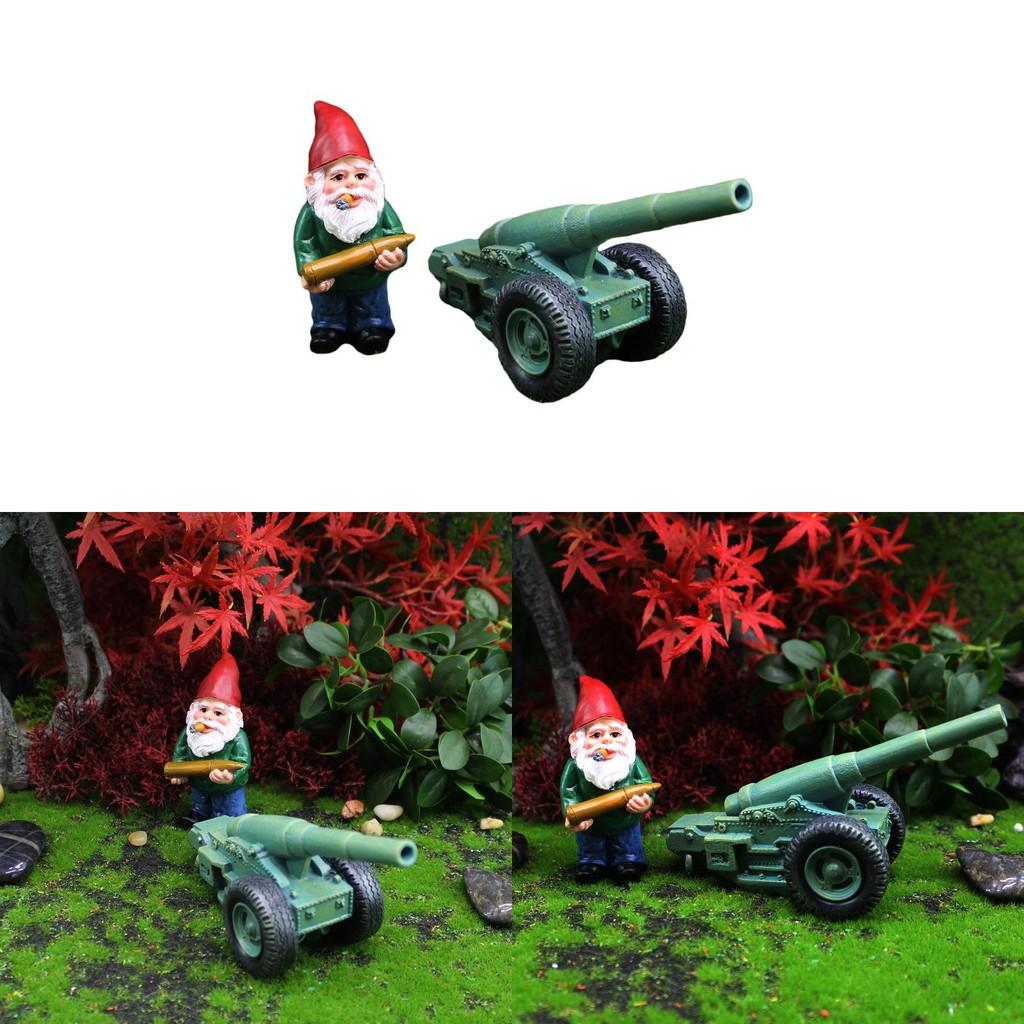 Resin Dwarf Battle Cannon Garden Miniature For Landscaping Gift Decorations