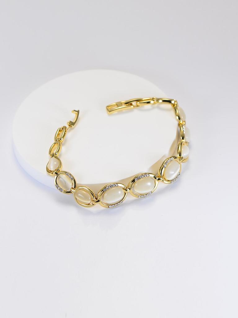 Women's Rose Gold 18K Cat's Eye Stone Bracelet Jewelry