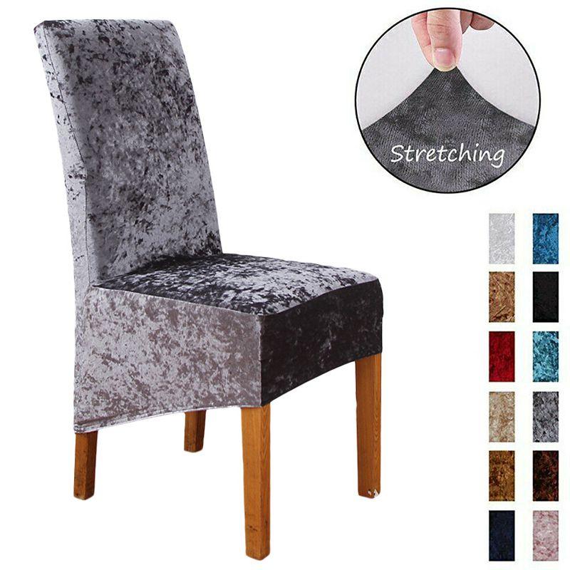 Stylish Crushed Velvet Dining Chair Covers With Secure Fit And Quick Recovery Stretch