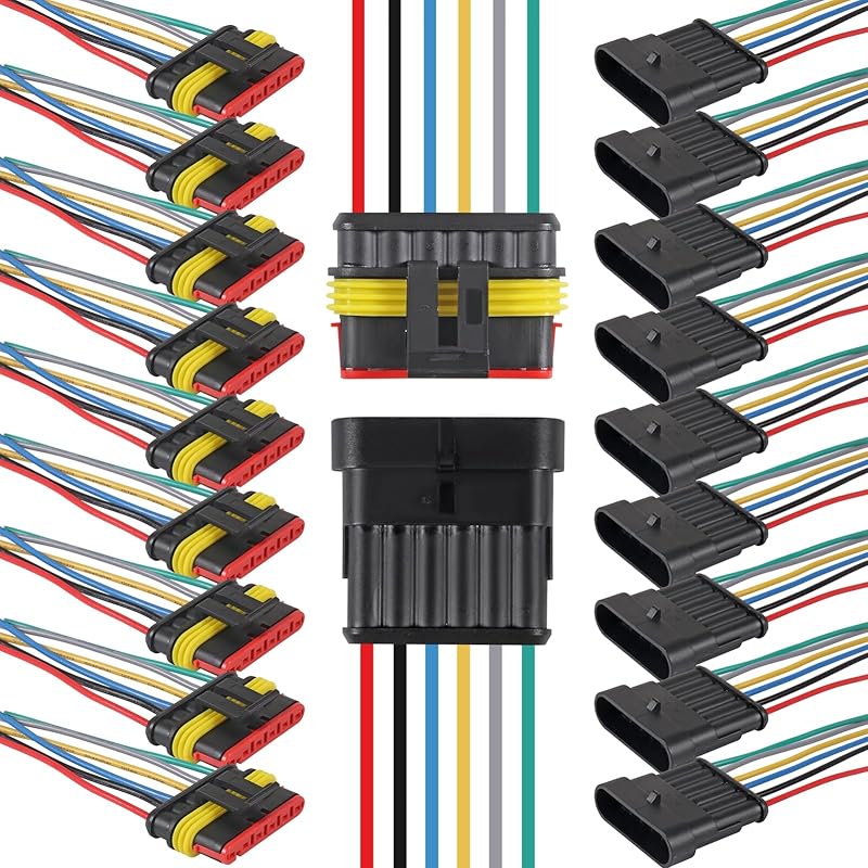 10PCS 2 Pin Way Electrical Wire Connector Waterproof Connector 2 Wire Connector 16AWG Male and Female Plug Quick Disconnect Connector for Car Truck