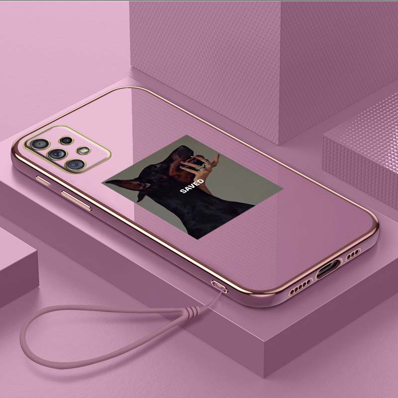 Luxury Plated TPU Phone Case With Lanyard for Samsung Galaxy A04 05s A13 A14 A24 A54 A34 Note20 S23 Ultra Cases A14 Cute Doberman Pinscher Cover