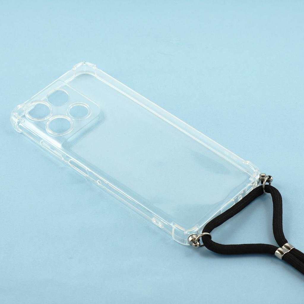 For Motorola Moto G56 5G Case Reinforced Corner TPU Clear Phone Cover with Lanyard