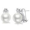 Solitaire Stone Top Pearl Drop Earrings for Women Classic Jewelry