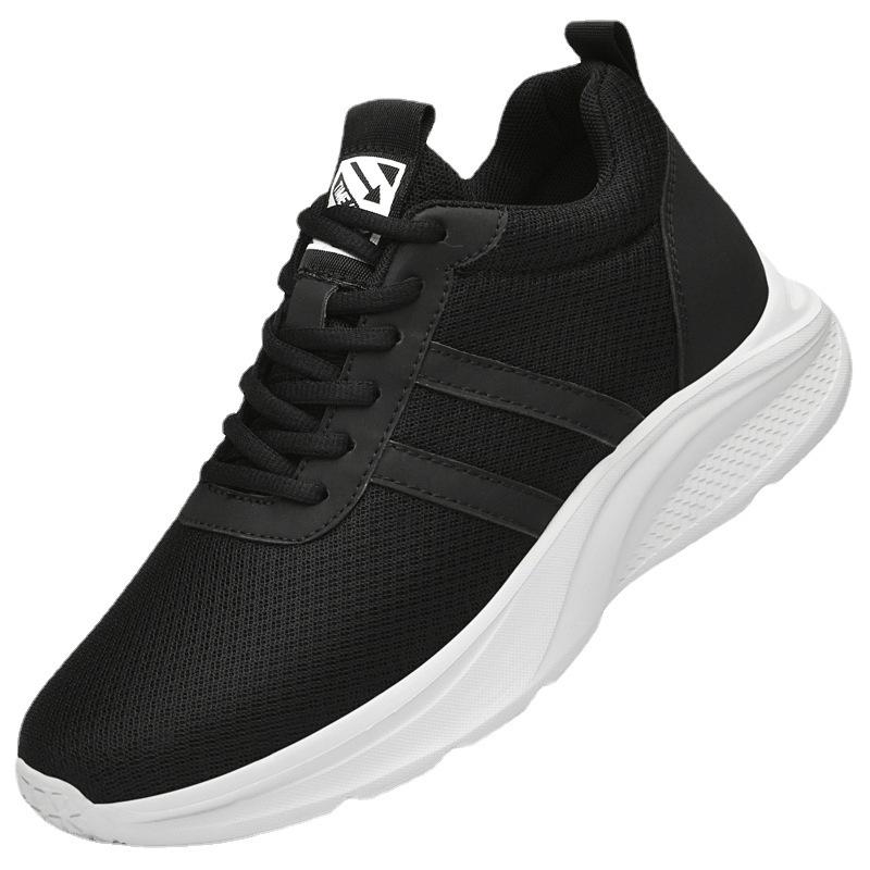 Men's Mesh Round Toe Lace-up Sport Shoes, 8CM Height Increase, Quick-dry Flat Sole, Casual Style