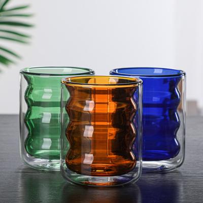 200 ml farbiger Becher mit Doppelgewinde, Kaffeeglas, Weinwand, isolierter Whiskybecher