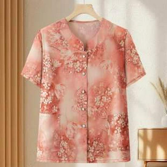 

2026 Stylish Summer Tops for Middle-Aged and Elderly Women 3XL 120-130 lbs красный