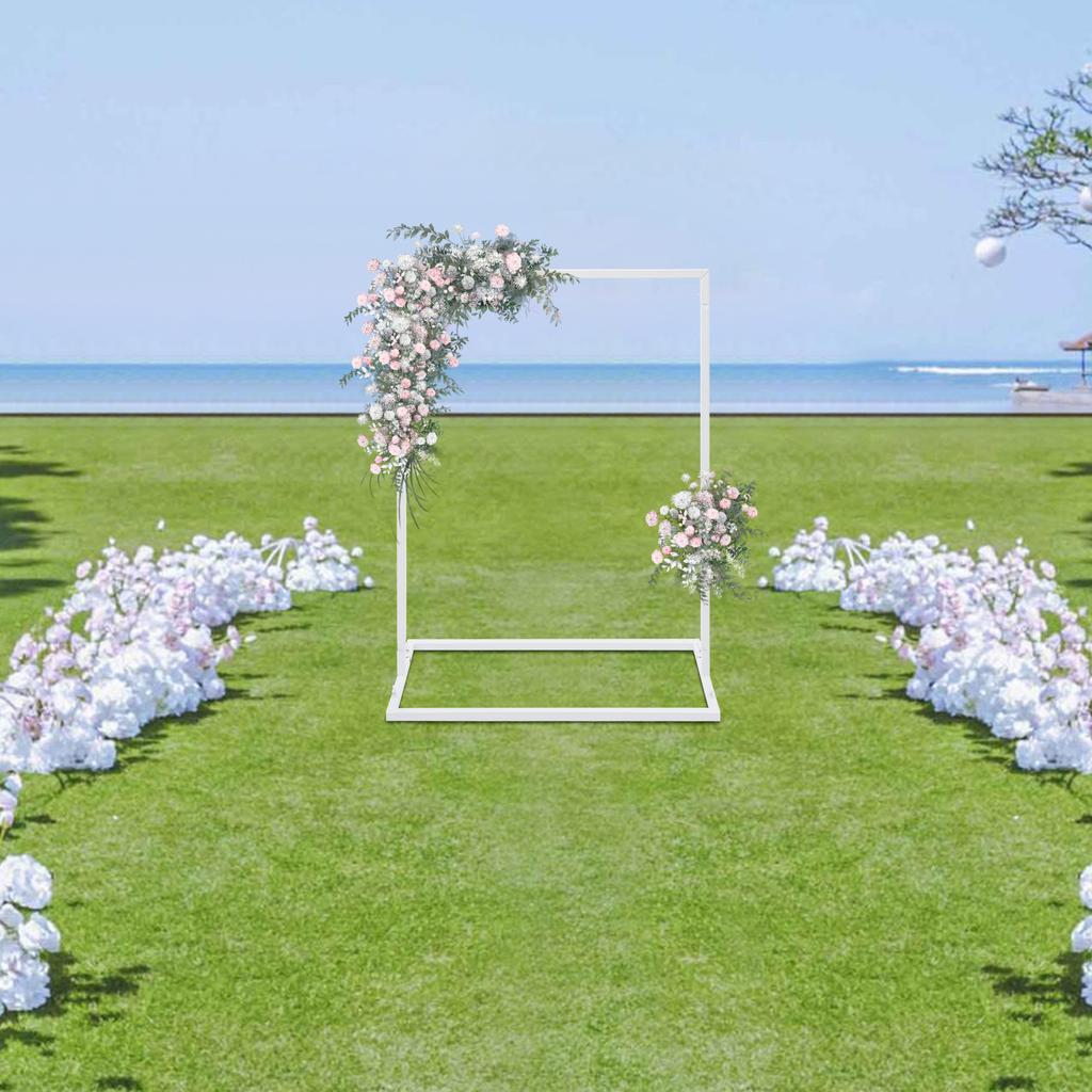 Elegant White Wedding Arch Stand, 1x0.75m Rectangular Iron Frame, Modern Floor Standing Ceremony Backdrop,Sturdy 8kg Capacity
