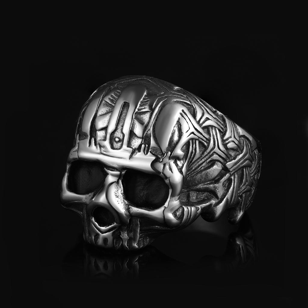 Dropshipping Men's Calvarium Skull Ring Gothic 316L Stainless Steel Biker Ring Motorcycle Band Jewellery Party Gift OSR734