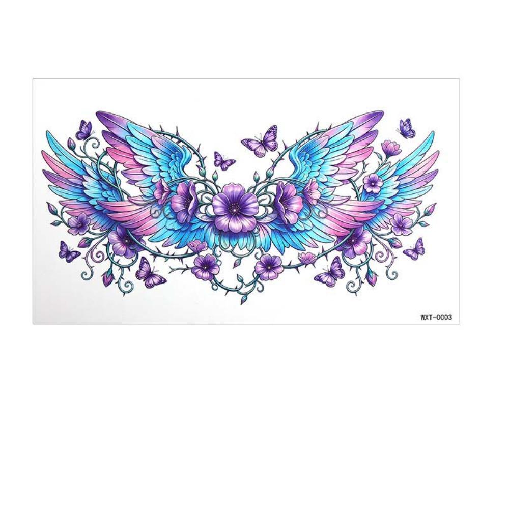 3D Texture Floral Body Art Sticker Crown Cross Wing Instant Decals  Chest Waist Clavicle WXT 0003
