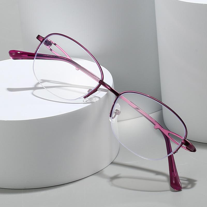 Fashionable Metal Semi-Rimless High-Definition Myopia Glasses Comfortable Eye Protection with Anti-Blue Light Eyeglasses Unisex
