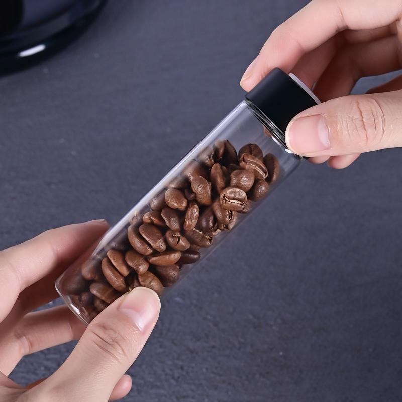 Airtight Sealed Glass 12Tubes Coffee Beans Storage Containers 22g Single Dose Aroma Valve With Coffee Bean Storage Wooden Holder 6