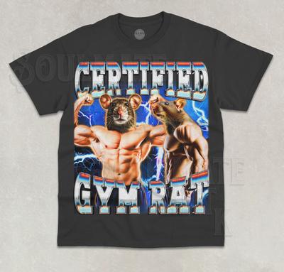 Certified Gym Rat T-Shirt Funny Meme Gym Lover Weightlifting Unisex Shirt