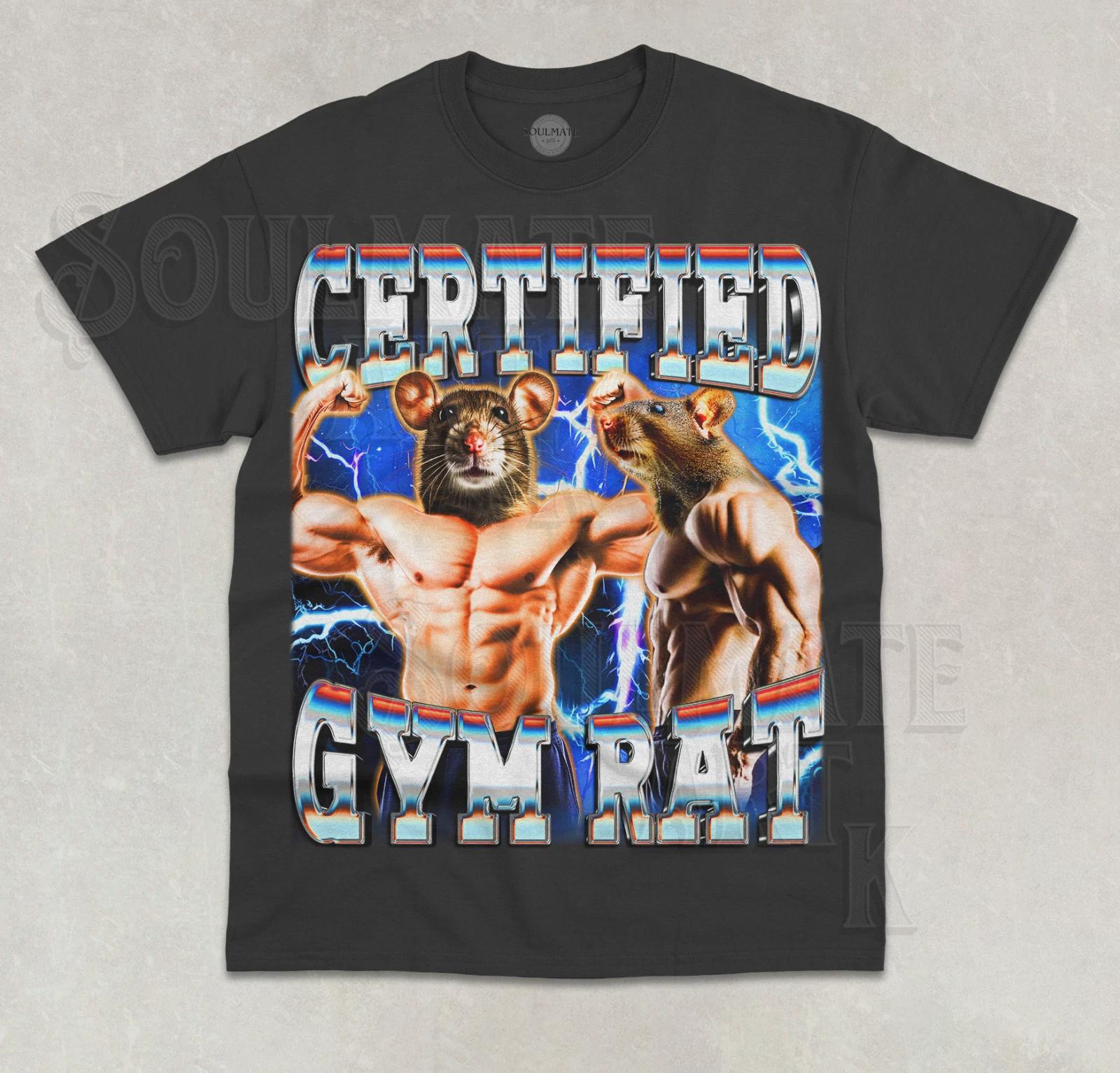 Certified Gym Rat T-Shirt Funny Meme Gym Lover Weightlifting Unisex Shirt S