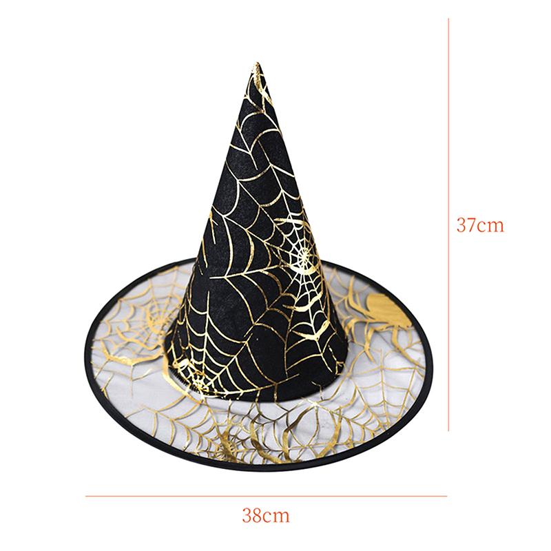 Adult Kids Black Witch Hats Masquerade Ribbon Wizard Costume Top Pointed Caps Cosplay Halloween Props Party Decoration