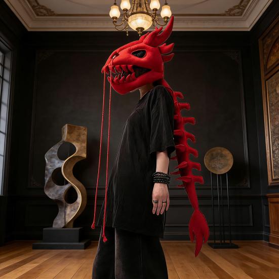 Dinosaur Skelet Kostume 3D Ultra-Realistisk Plys Dinosaur Tøj Åndbart Blødt Hudvenligt Maskinvaskbart Kostume til Halloween Fester