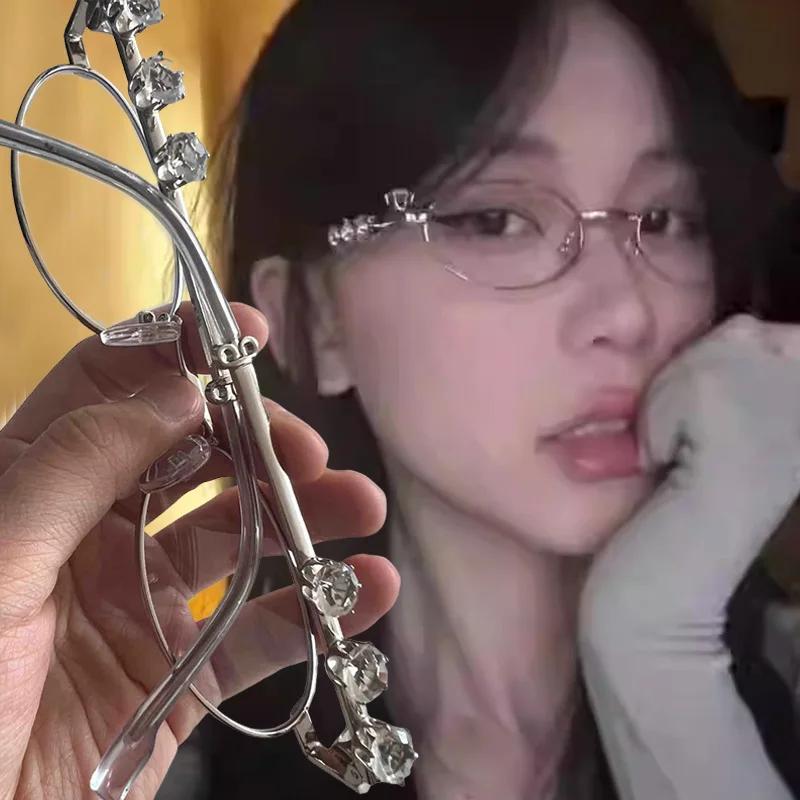 Fashion Small Square Glasses Frame for Women Metal Blue Light Blocking Glasses Japanese Men Retro Trendy Reading Y2K Eyeglasses