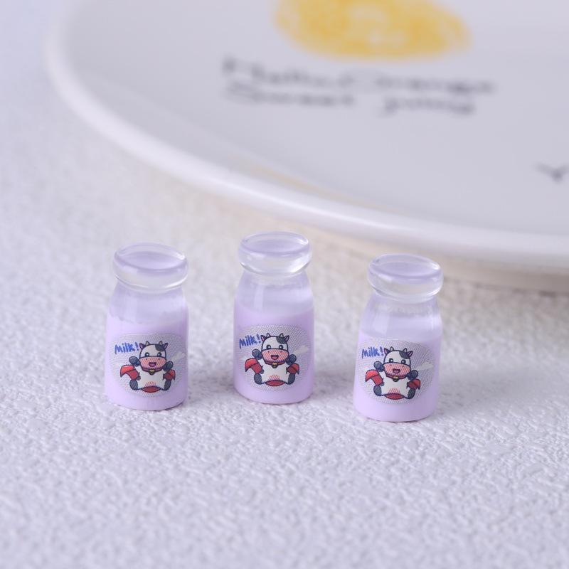 10Pcs Cute Simulation Transparent Milk Bottle Dollhouse Toys Miniature Ornaments Home Decoration Girly Resin Accessory Kids Gift
