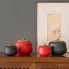 Chinese Persimmon Ceramic Tea Caddy Red Wedding Tea Jar Sealed Container Travel Tea Box Coffee Spice Candy Storage Tank Teaware
