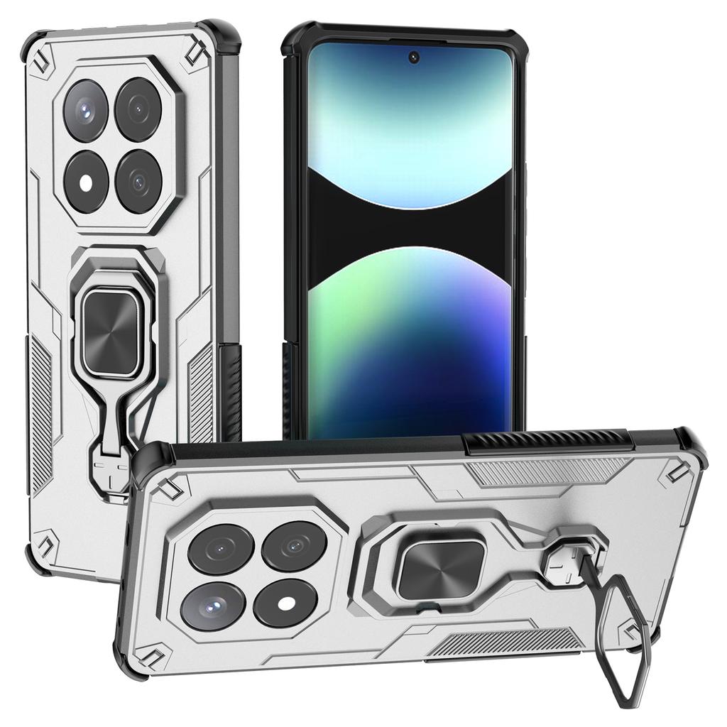 For Xiaomi Redmi Note 14 Pro 5G Case Rotatable Ring Kickstand PC+TPU Shockproof Phone Cover