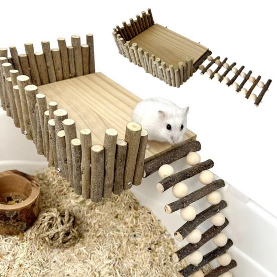 Hamster Toy High Stability Large Space Solid Natural Materials Wear-Resistant Resting Playing Relief Bored Hamster Perch Stand Playing Platform Pet