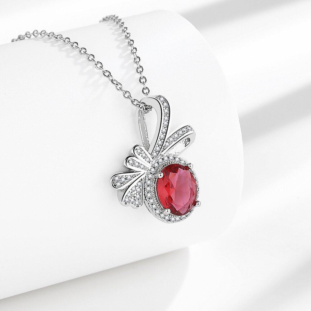 925 Silver Necklace Sparkling Necklace for Woman Men Red Zircom Wedding Engagement Party Fine Jewely Valentine's Day Gift