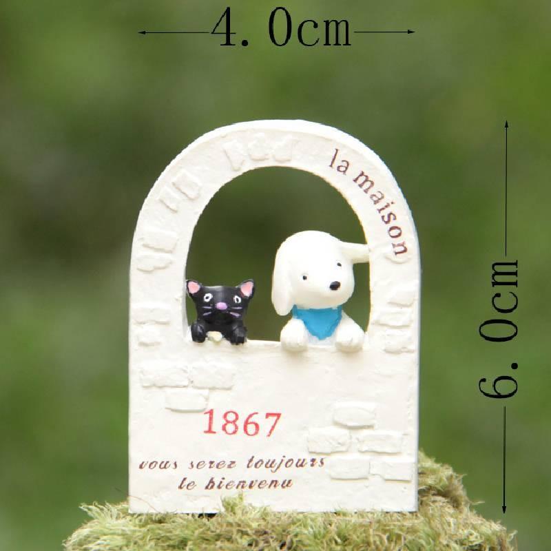 Cute Dog Cartoon Black Cat Fence Scene For Landscape Decoration Plugin Props