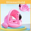Inflatable Flamingo Seat Ring With Canopy Sunshade Cover Water Play Toy For Kids