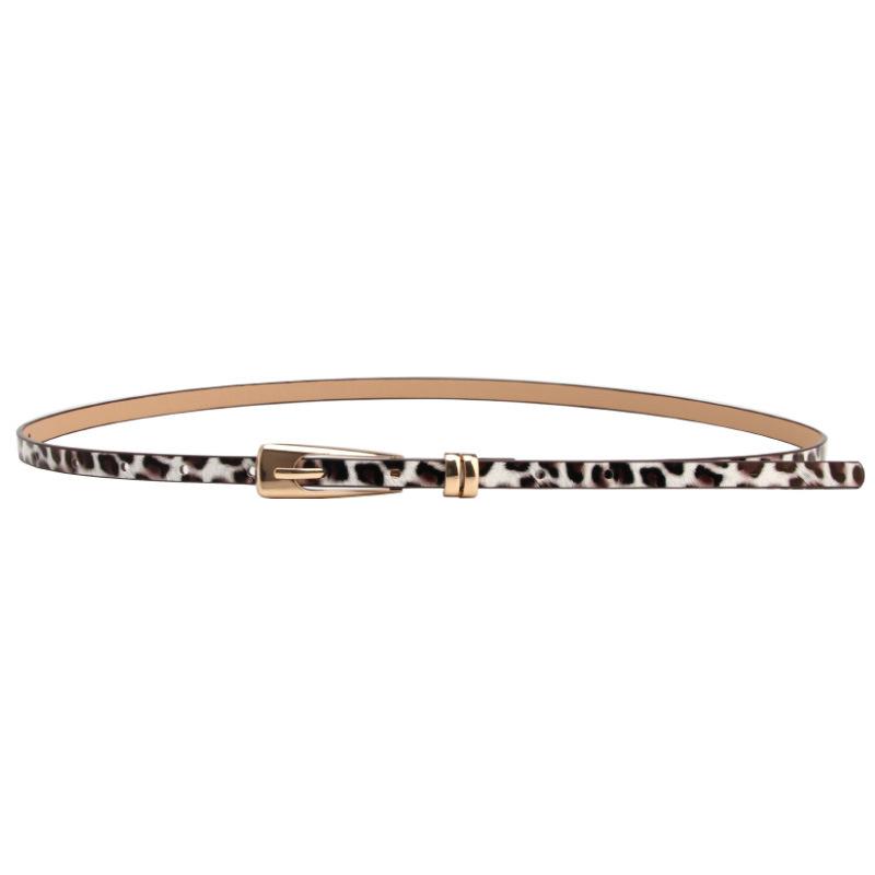 New Leopard Print Color Fashionable and Versatile Women's Fine Belt with Alloy Pin Buckle Pairs Well with Sweater, Dress and Suit Decorative Straps