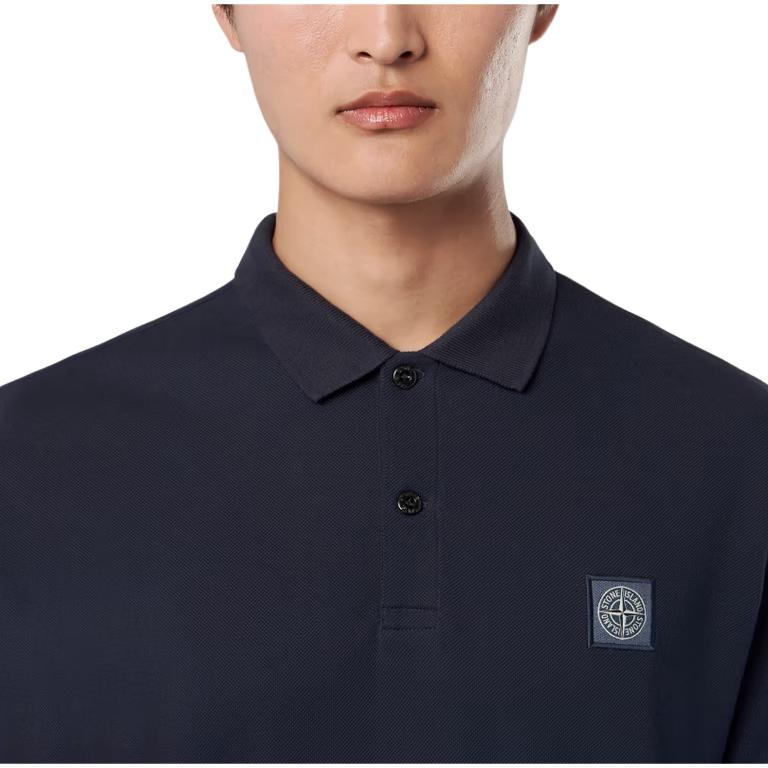 Stone Island Logo Solid Color Short Sleeve Polo Shirt Men tops Navy-Blue K1S1522000-2RS0039-V0020