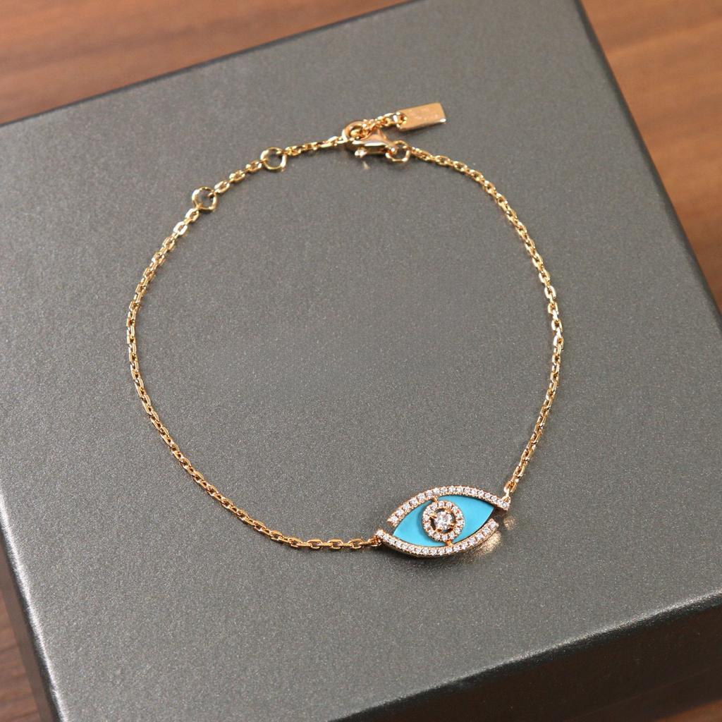 New Hot Brand Vintage Lucky Eye Women's Necklace Luxury Jewelry Set for Women Designer Pure 925 Silver Diamond Chain Bracelet