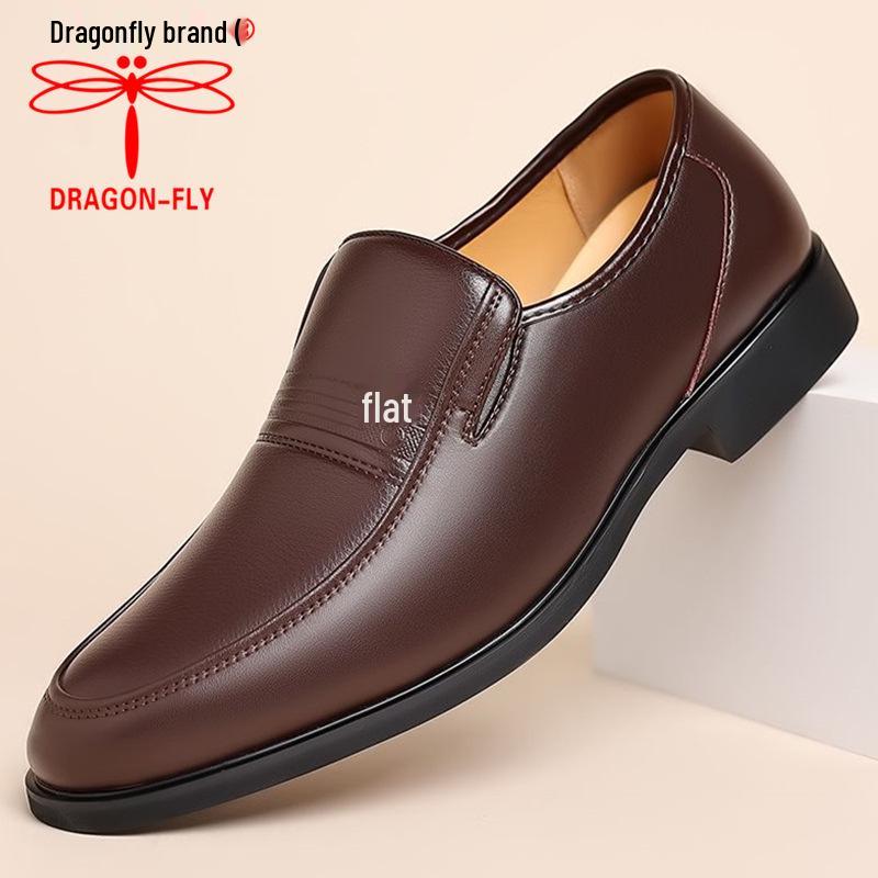 

Qingting Men s 2025 New Autumn/Winter Genuine Leather Non-Slip Formal Plus Velvet Warm Wedding Shoes 40 Standard Shoe Size