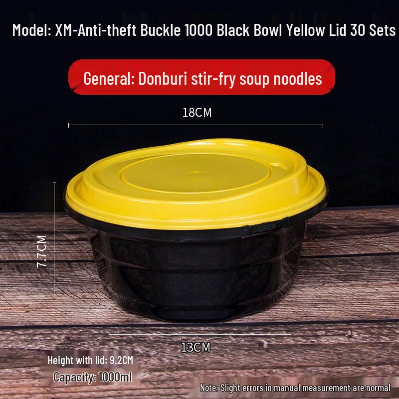 

Disposable Black Plastic Round Takeaway Bowls with Lids (30 Sets)