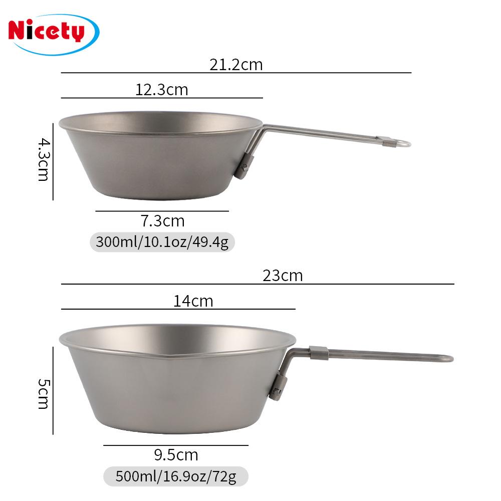 Outdoor pure titanium snow bowl camping cookware with scale portable titanium alloy tableware can be hung camping snow cup