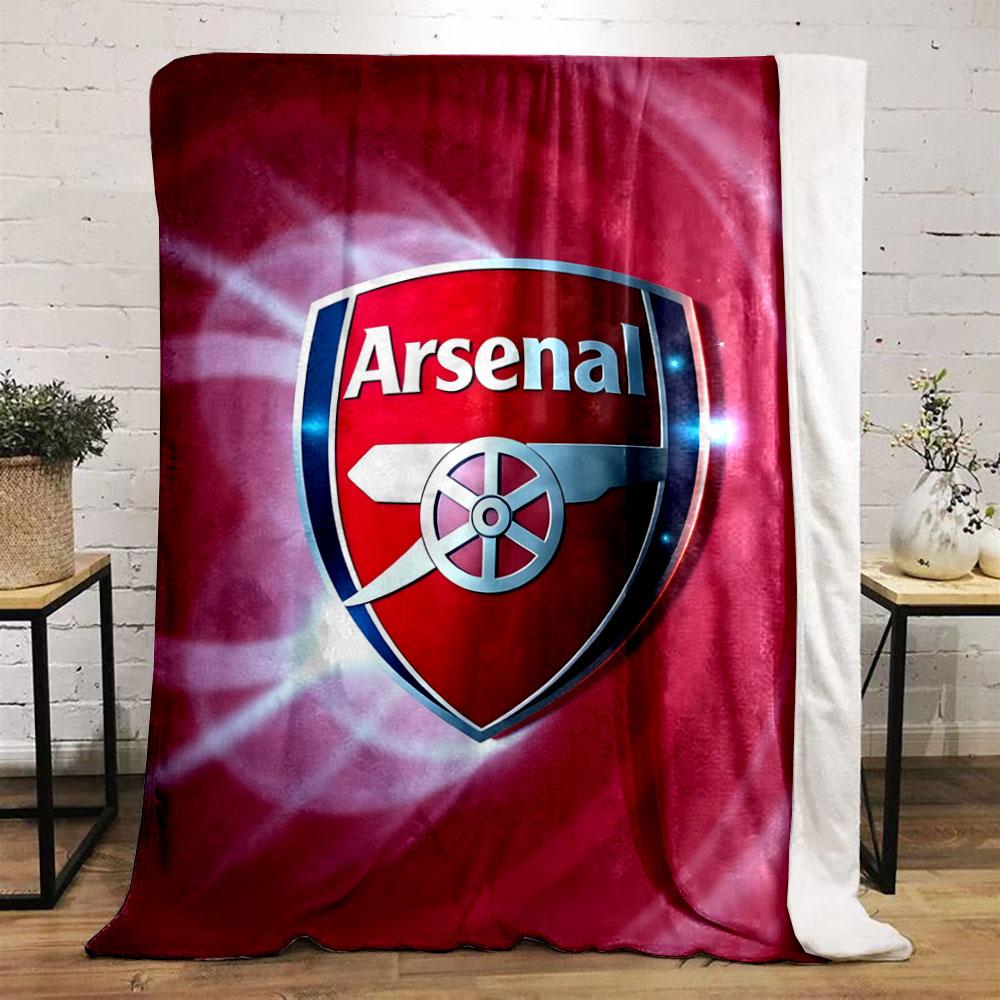 Red Shield with White Cannon and Arsenal Text On a Glowing Wave Background. for All Seasons Blanket Lunch Break Throw Gift