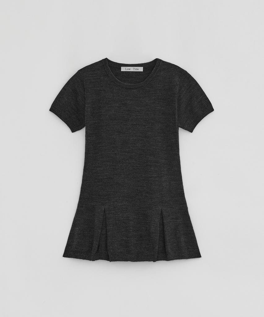 Loutaideu Half Sleeve Flare Knit [Charcoal]