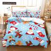Merry Christmas Duvet Cover Set Twin King Queen Cartoon Santa Claus Bedding Set Polyester Christmas Gingerbread Man Quilt Cover