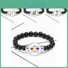 Autism Awareness Charm Bracelet Stretch Cord Beaded Jewelry Mixed Material
