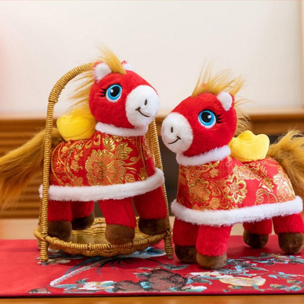 Letter Print Plush Horse Doll Soft Stuffed Horse Stuffed Animal  Year of The Horse