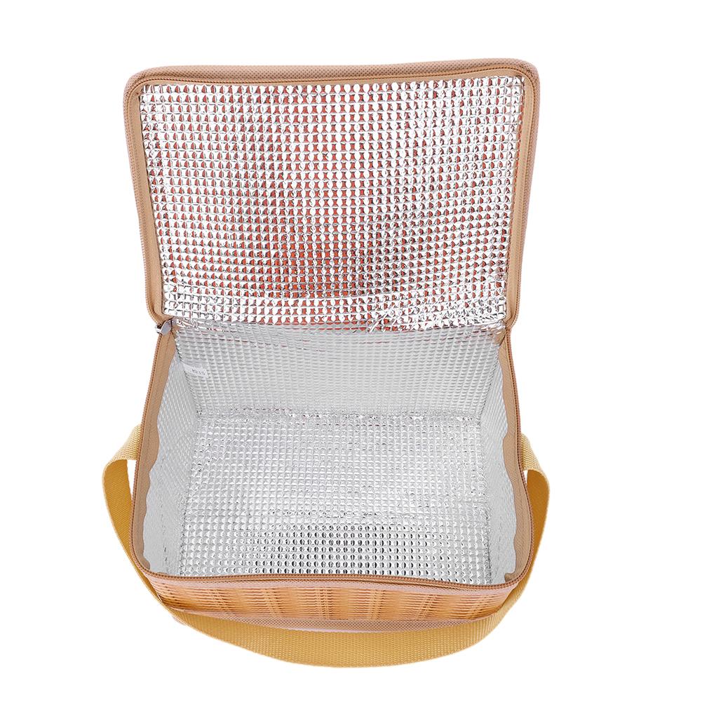 Outdoor Wicker Rattan Picnic Bag Waterproof Tableware Camping Picnic Baskets