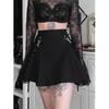 Damen Frühlings-/Sommer-Faltenrock mit hoher Taille: Funktionaler asymmetrischer Arbeitsrock im Punk-Stil