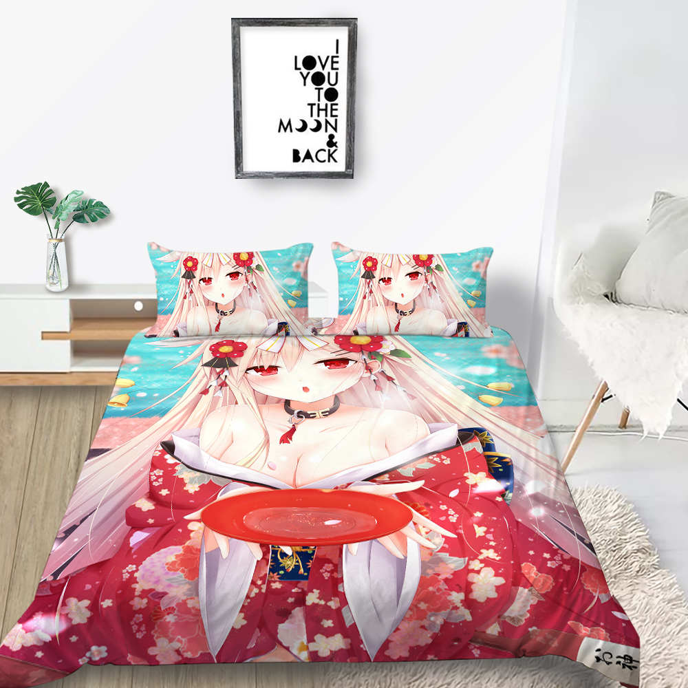 

Комплект постельного белья Bishōjo с 3D-анимацией, пододеяльник для мужской комнаты, 2/3 предмета, аниме «Красивая женщина» DE135 * 200, полноразмерное мягкое украшение для дома DE 155x220cm