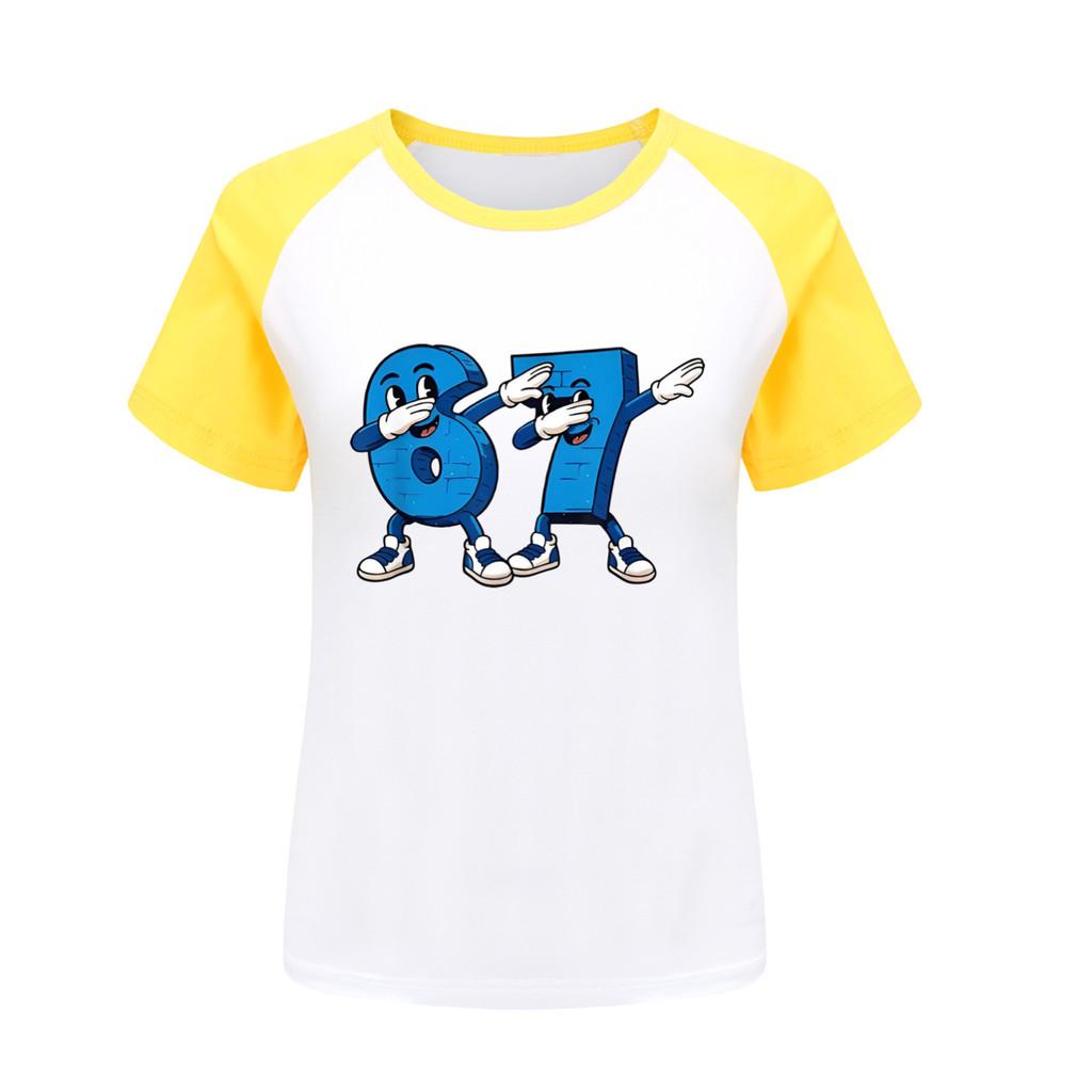 5226 Dětské Chlapecké Dívčí Ukrást Mozkovou Hnilobu 67 Šest Sedm Potisk Raglánové Krátké Rukávy Tričko