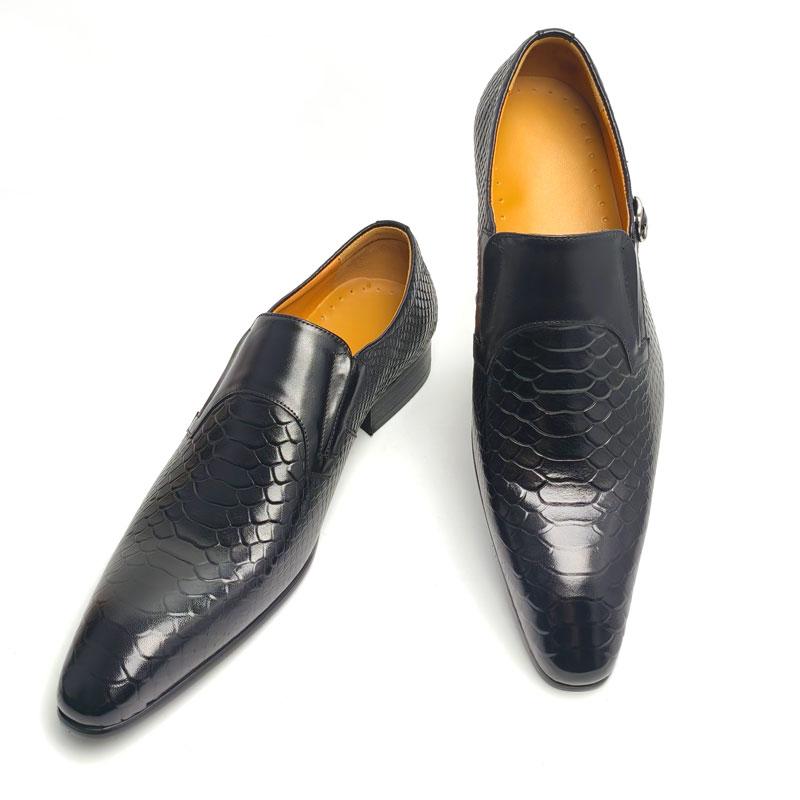 Trend Slip-on Loafers Buckle Style Leather Daily Casual Shoes Men's Rubber Bottom Original Designer Printing Street British