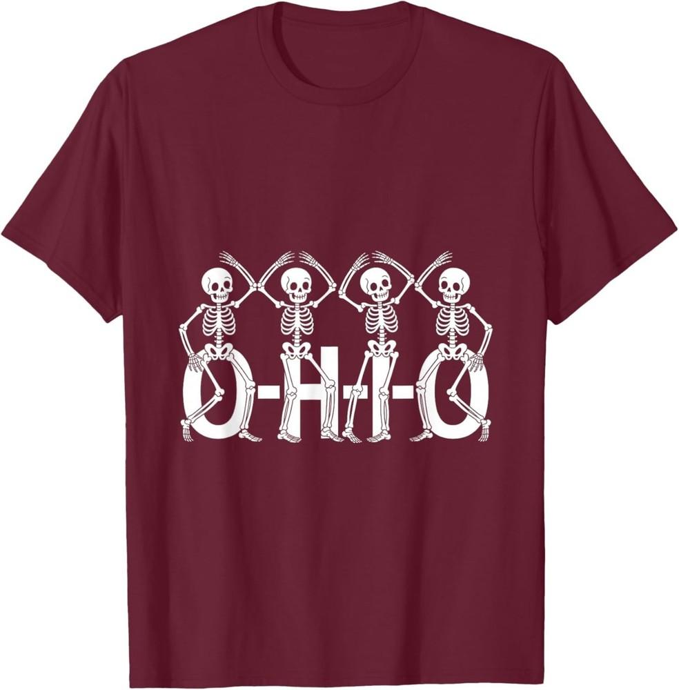 Funny O-H-I-O State Skeleton Ohio Halloween Vintage Vibe Fun T-Shirt L