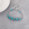 Elegant Women's Metal and Stone Bracelet with Carved Butterfly and Turquoise Beads - Perfect Birthday Gift