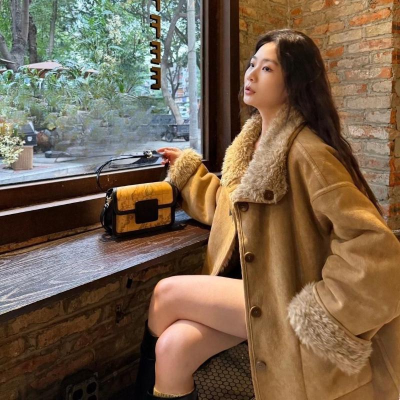 Winter Warm Women  Jacket Loose  Fleece Lined Thick Coat Outerwear