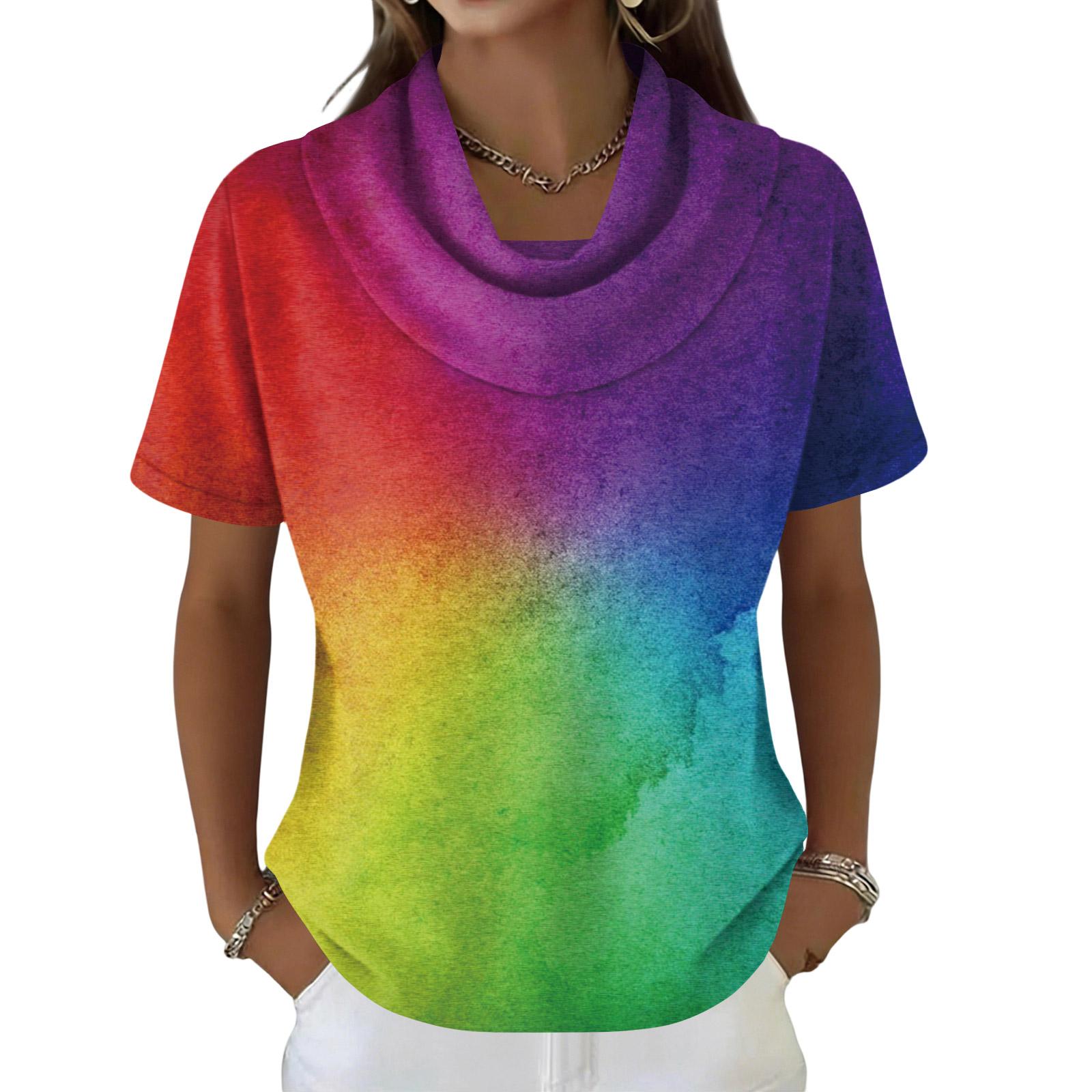 

Жіночий повсякденний та модний круглий виріз короткий рукав принт топ светр XL Кіновар