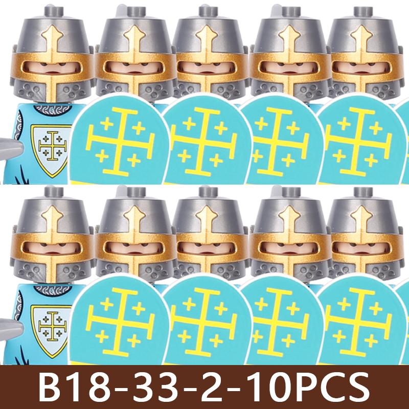 Medeltida Slottssoldat Figurer Byggklossar Militär Armé Riddare Romersk Krigare Infanteri Milis Orcher Tillbehör Klossar Leksaker