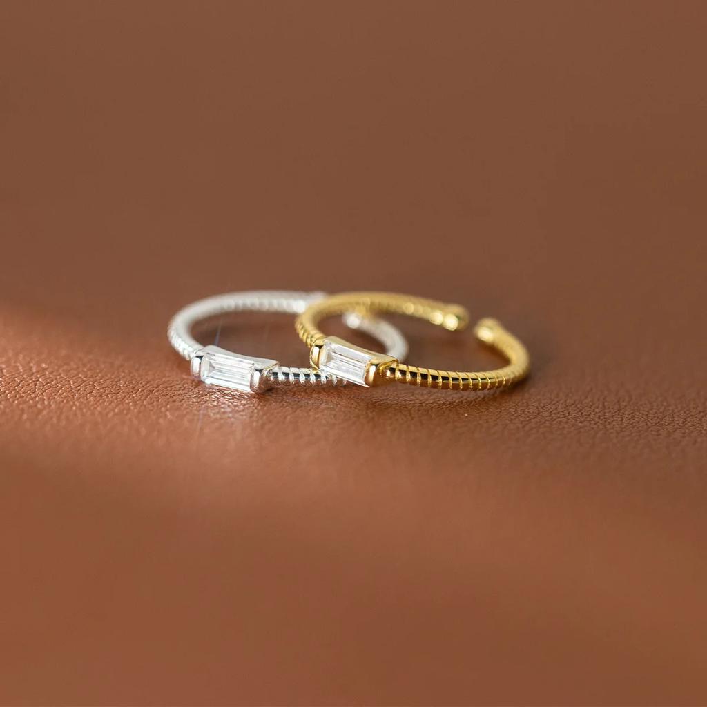925 Sterling Silver Simple Square Crystal Rings For Women Men Vintage Jewelry Everything Party Gift