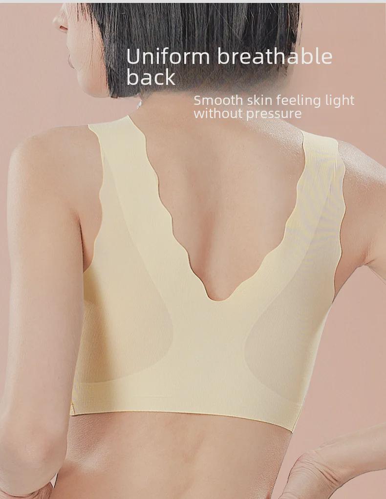 Summer Thin Seamless Rabbit Ear Bra Set for Women - Small Cup, Ice Silk, Wave Edge Design
